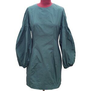 Cos Dress Green Short Sheath Long Balloon Sleeves Pockets Crew Neck 8